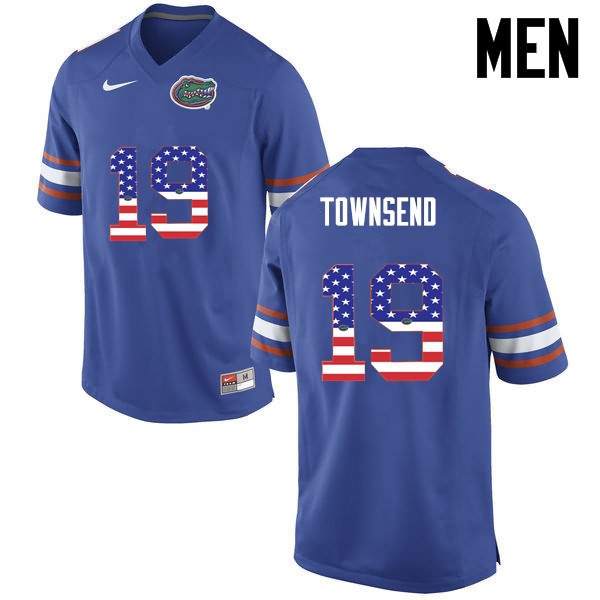 Men's NCAA Florida Gators Johnny Townsend #19 Stitched Authentic USA Flag Fashion Nike Blue College Football Jersey QMY3465ZM